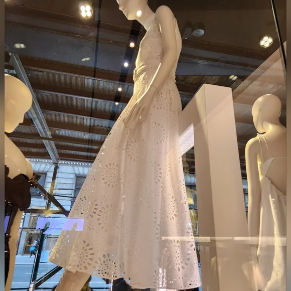 ZARA Openwork Embroidered Midi Dress ZW COLLECTION oyster white!